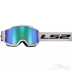 Gogle motocyklowe, LS2 Charger White, szyba lustrzana + jasna