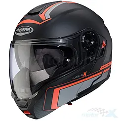 Kask motocyklowy szczękowy, czarno-szaro-czerwony fluo (mat), Caberg Levo X Elite