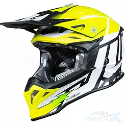 Kask offroad JUST1 J39 POSEIDON Matowy Biało-Żółty Fluo