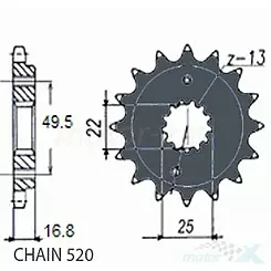 Zębatka przednia Sunstar  SUNF397  17 zębów