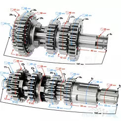 Skrzynia biegów do silnika Moretti Parts 162FMJ, 150cc 4T 5-biegowy manualny