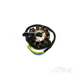 Stator iskrownik, stojan alternatora, 12 cewek, kostka 3 piny + 2 przewody Junak Euro 4