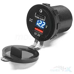 Gniazdo USB  Quick Charge Typ-C Biketec BTMUS12