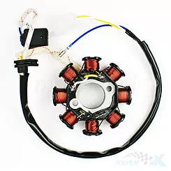 Stator iskrownik, stojan alternatora, 8 cewek, kostka 2 piny silnik SYM