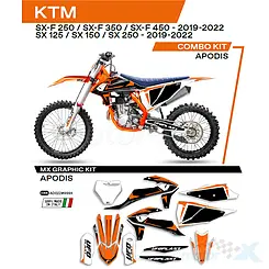 Zestaw naklejek, oklein motocykla, kolor OEM, UFO Plast AD022999X, KTM SX, SXF 125/150/250/350/450 Apodis