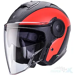 Kask mtocyklowy otwarty, czarno-czerwony (mat), Caberg Soho Milano
