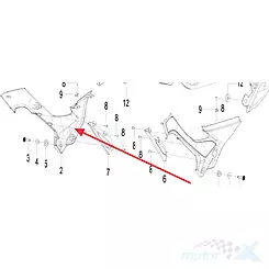 Osłona boczna prawa, czarny N6, 02Z, Keeway RKF 125 65602L43002Z