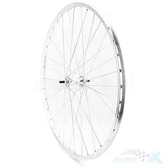 Felga przednia, koło rowerowe 28", obręcz srebrna AG Motors, szlif, piasta srebrna aluminium GL-B40F, szprychy ocynk