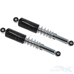 Amortyzatory tylne 340mm, tuleje 10 i 12mm, regulowane, czarne-chrom Barton Ranger Classic