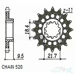 Zębatka przednia Sunstar  SUNF340  14 zębów