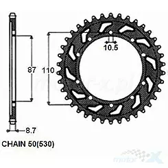Zębatka tylna SUNSTAR STALOWA  SUNR1-5389  44 zęby
