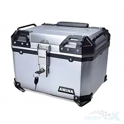 Kufer turystyczny centralny, 43.5x38x34cm 45L, srebrny, Awina Hard Box Premium 45