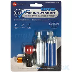 Zestaw awaryjnego pompowania koła, zawór + 2 naboje Oxford CO2 Tyre Repair Kit 2
