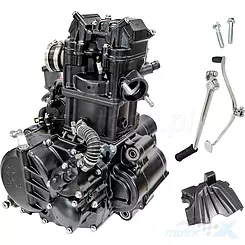 Silnik kompletny 300ccm, czarny, 5 biegów, chłodzenie cieczą, Moretti Parts 