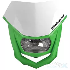 Lampa uniwersalna przednia, biało zielona, żarówka halogenowa, Polisport HALO 8657400041