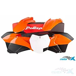 Zestaw osłon nadwozia, pomarańczowo-czarny, 7 elementów, Polisport 