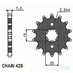 Zębatka przednia Sunstar SUNF206  15 zębów