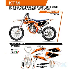 Zestaw naklejek, oklein motocykla, kolor biały, UFO Plast AD021042, KTM SX, SXF 125/150/250/350/450 Stokes