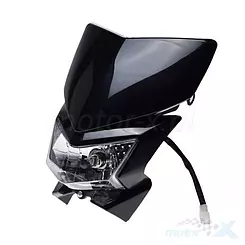 Lampa uniwersalna przednia enduro z osłoną, czarna, żarówka HS1 35/35W