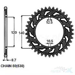 Zębatka tylna SUNSTAR SUNR1-5500-44 (JTR1800-44)