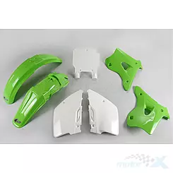 Zestaw osłon nadwozia zielono-biały UFO Plast Kawasaki KX 125 / 250 94-95