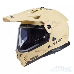 Kask motocyklowy offroad z szybą i blendą, LS2 MX702 Pioneer II Solid Desert Matowy