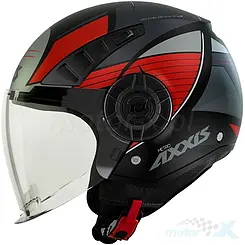 Kask motocyklowy, otwarty, AXXIS METRO S BIRD czarno-czerwony połysk