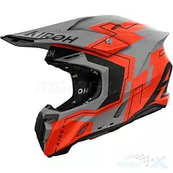 Kask motocyklowy Offroad, Enduro, ATV, Quad, Airoh Twist 3 Dizzy, Matowy Szary-Pomarańczowy Fluo
