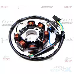 Stator iskrownik, stojan alternatora, 8 cewek, dc8, kostka 3 piny + 2 przewody Junak Vintage 125 (do 2016)