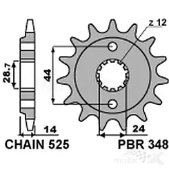 Zębatka przednia 525 17 zębów PBR 348 (JTF314)
