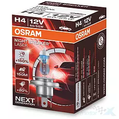 Żarówka H4 12V 60/55W P43t Osram Night Breaker® Laser (+150%), 1 sztuka