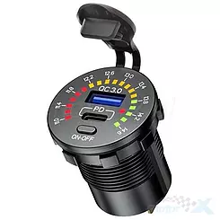 Gniazdo USB Typ-C + Quick Charge 3.0 40W Typ-C - Power Delivery Biketec BTMUS45