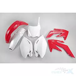 Zestaw osłon nadwozia biało-czerwony OEM 2009 UFO Plast Honda CR 250R 08-09