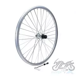 Felga tylna, koło rowerowe 28", ATB, stożek, srebrny, kaseta 8-9 rzędów