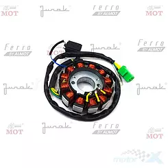 Stator iskrownik, stojan alternatora, 12 cewek, kostka 3 piny + 2 przewody Junak Vintage 125 Euro 4 