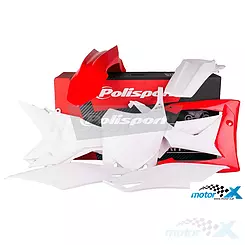 Zestaw osłon nadwozia, czerwono-biały, 9 elementów, Polisport 