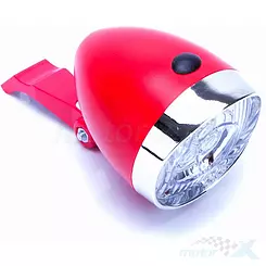 Lampa przód bateryjna 3-LED RETRO czerwona z włącz. 3xAAA  z uchwytem