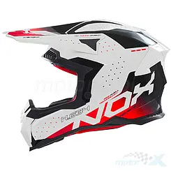 Kask motocyklowy offroad, biało-czerwony, Nox MX N634 Gradient 