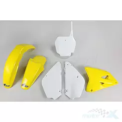 Zestaw osłon nadwozia żółto-biały UFO Plast Suzuki Suzuki RM 85  02-