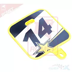 Emblemat przedni żółty z nr.14 Romet Mini Cross