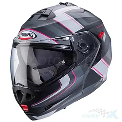 Kask motocyklowy szczękowy, szaro-biało-fuksjowy (mat), Caberg Duke X