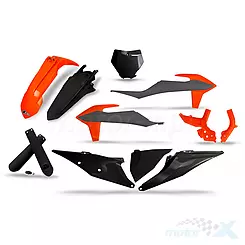 Zestaw osłon nadwozia szaro-czarno-pomarańczowy fluo UFO Plast KTM SX / SX-F 