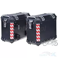 Kufry boczne 37x23x45cm 38L aluminiowe czarne z zamkiem 2 sztuki
