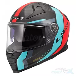 Kask integralny LS2 FF811 Vector II Carbon Grid Czerwono-Cyan