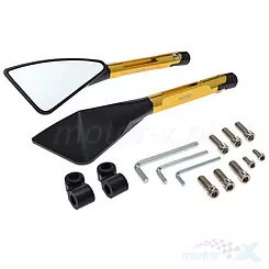 Lusterka komplet M8 / M10 gwint lewy + prawy / gwint prawy + prawy tuning żółto czarne