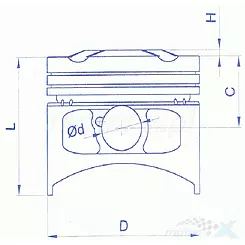 Tłok kompletny Meteor Derbi 100 cylinder nicasil (od 49.95mm do 49.97mm) [różne średnice]