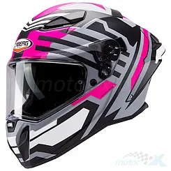 Kask motocyklowy integralny, czarno-szaro-fuksjowy (mat), Caberg Drift Evo II Horizon