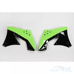 Osłony chłodnicy zielono-czarne UFO Plast Kawasaki KXF 250 09-12