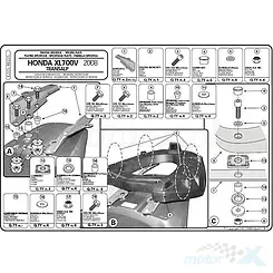 Stelaż kufra centralnego Kappa Honda XL 700V TRANSALP z płytą monokey