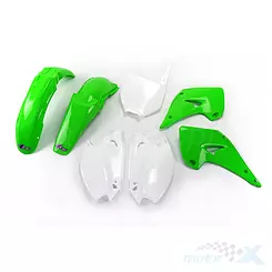 Zestaw osłon nadwozia zielono-biały UFO Plast Kawasaki KX 125 / 250 03-08